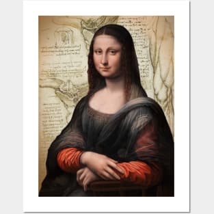 Mona Lisa on DaVinci Sketches Famous Painting Collage Posters and Art